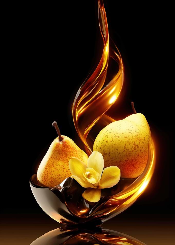 Pears with Chocolate and Orchid