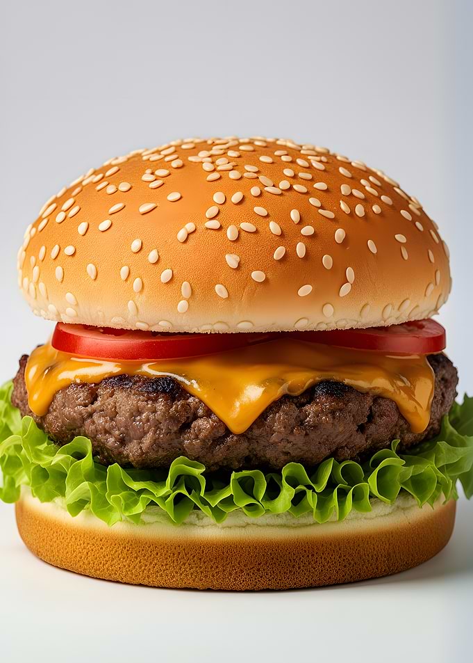 Juicy Cheeseburger with Lettuce and Tomato