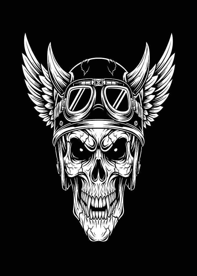 Winged Skull with Goggles