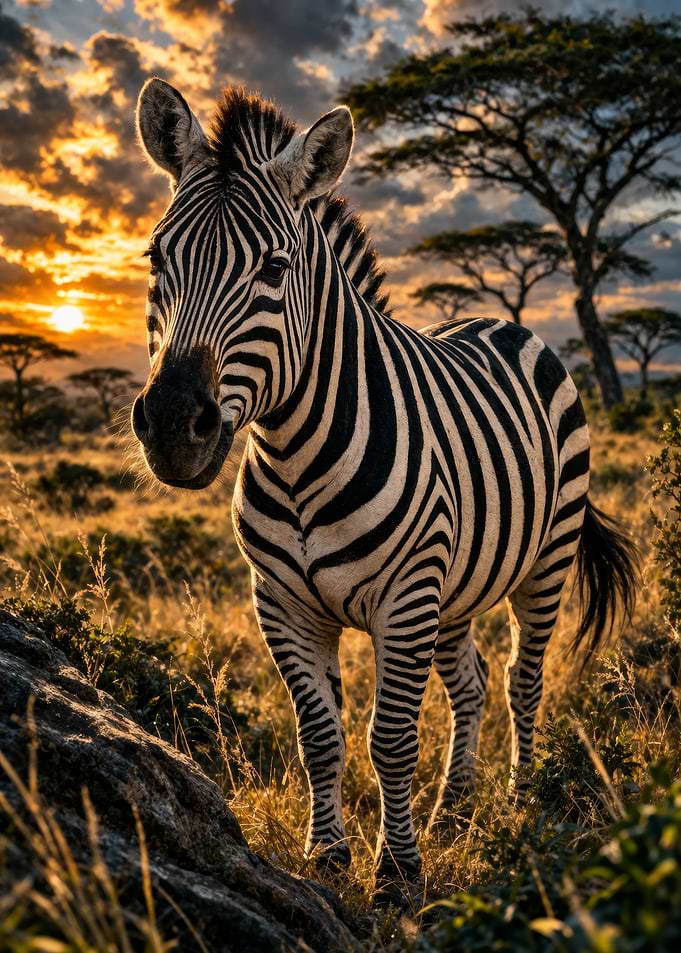 Zebra in African Sunset