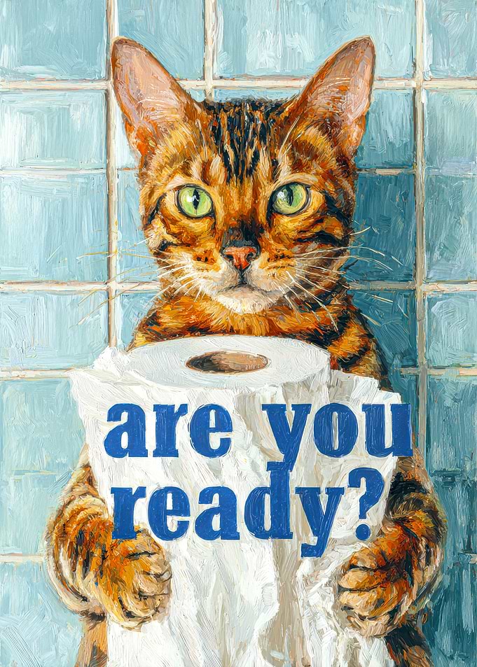 Cat Holding Toilet Paper