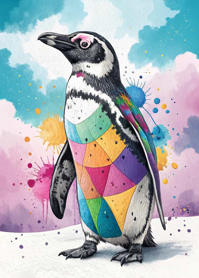 Colorful Penguin Art