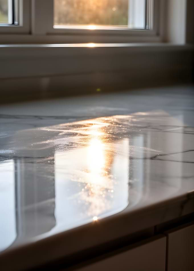 Sunlight on Marble Countertop
