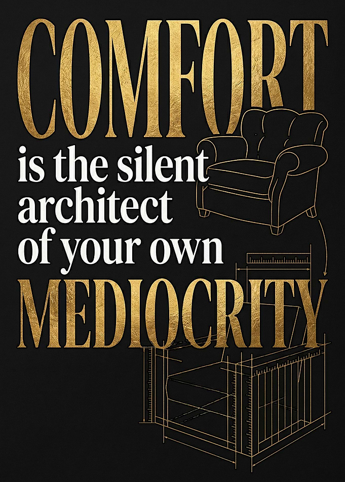 Mental Toughness Comfort Zone Mediocrity Gold Foil Quote Art