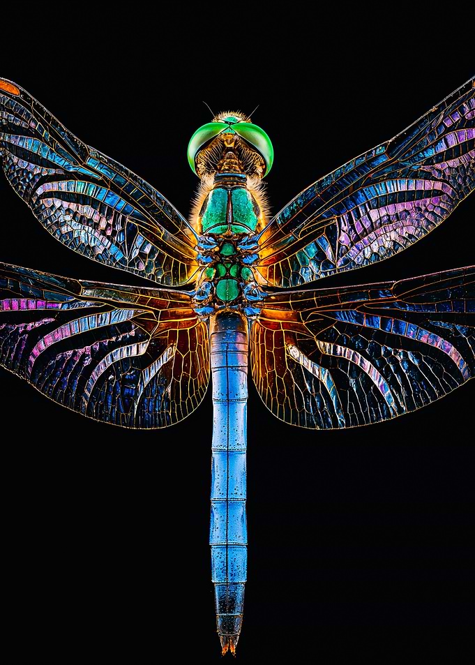 Iridescent Dragonfly Macro Nature Photography