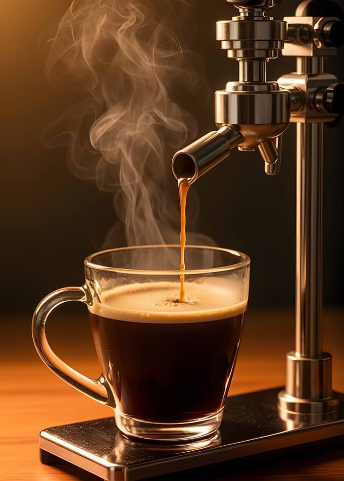 Espresso Pouring into a Glass Mug