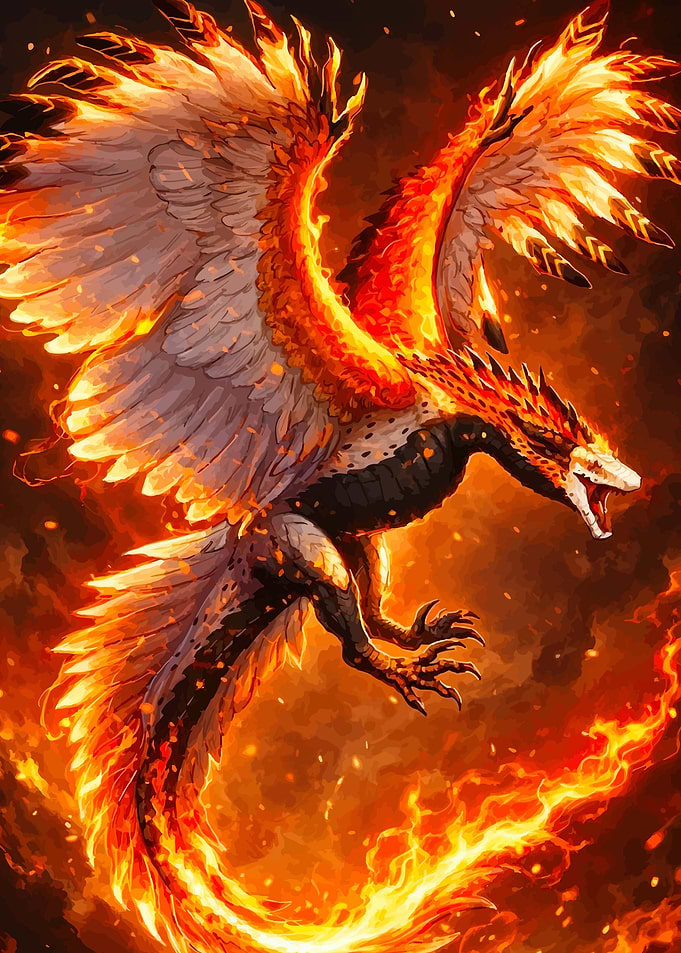 Fiery Phoenix in Flight