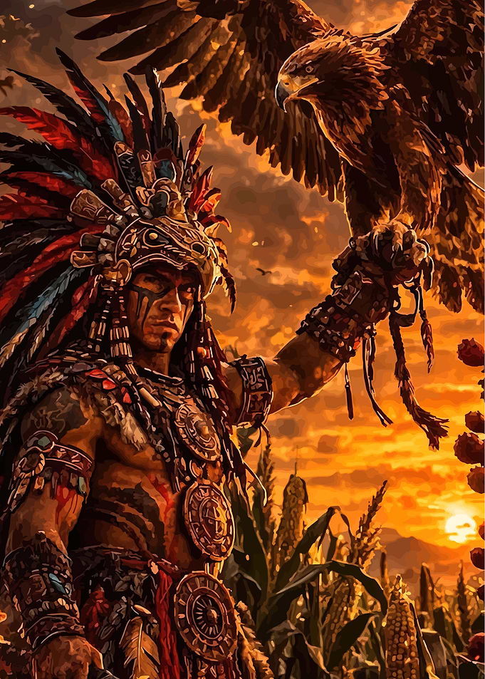 Aztec Warrior with Eagle