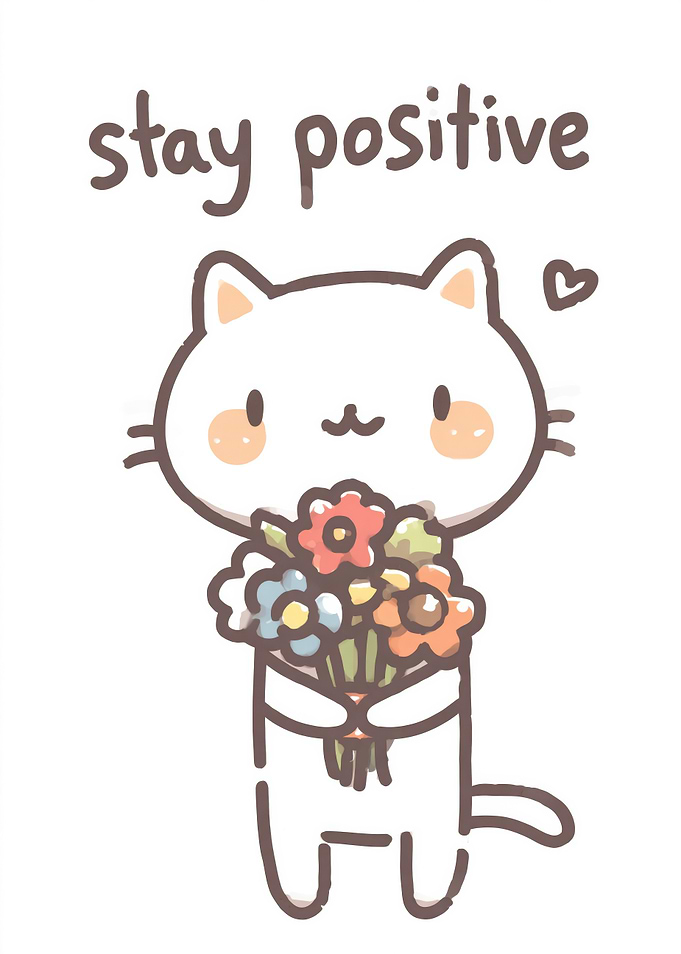 Cute Cat Holding Flowers
