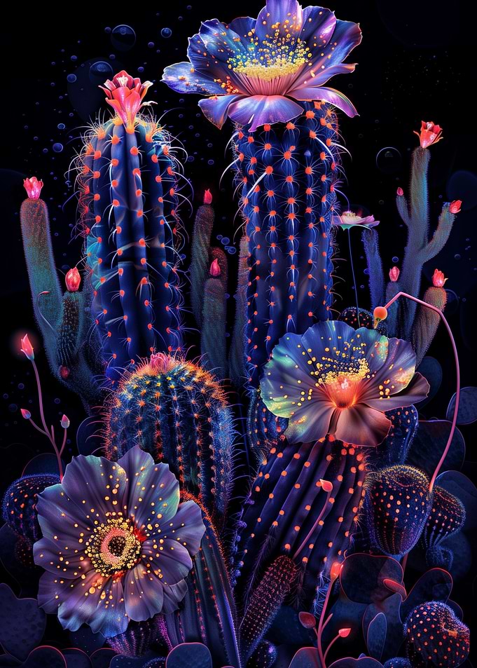 Bioluminescent Cactus Garden