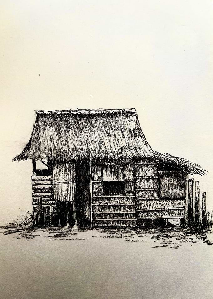 Sketch of a rustic hut