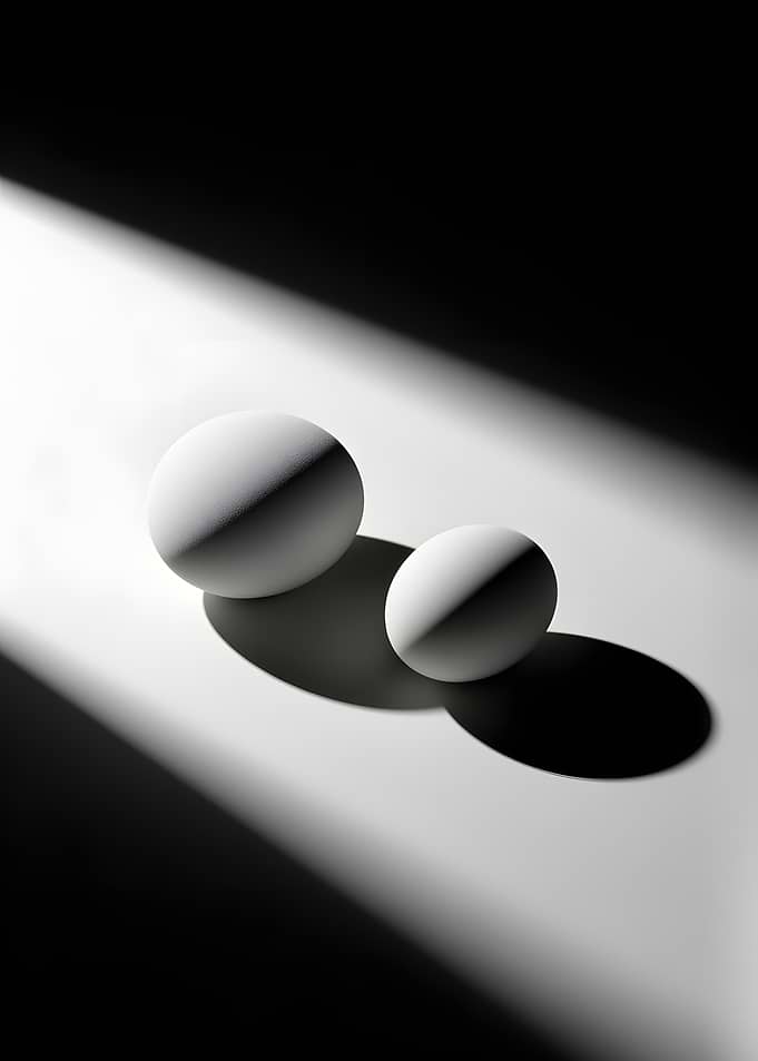 Two white eggs in dramatic light