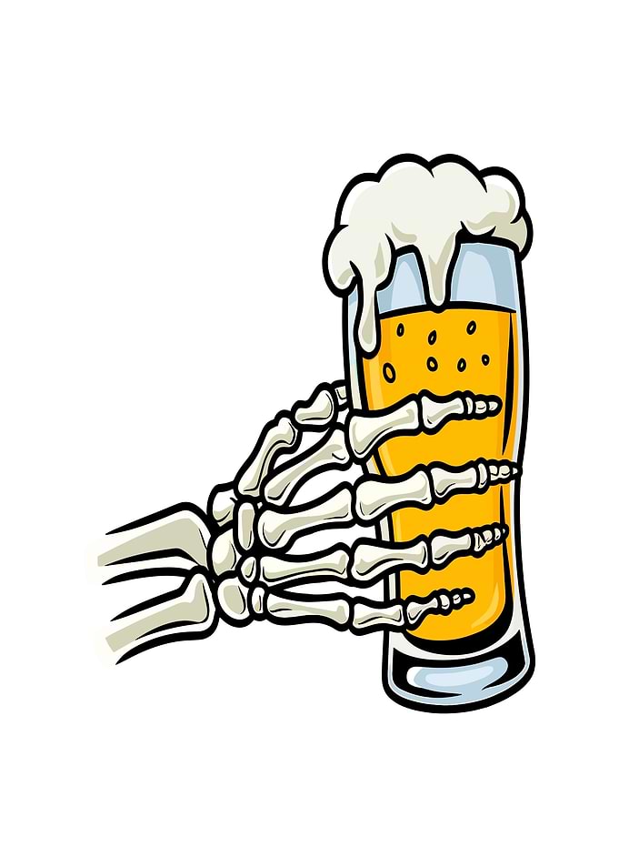 Skeleton Hand Holding Beer