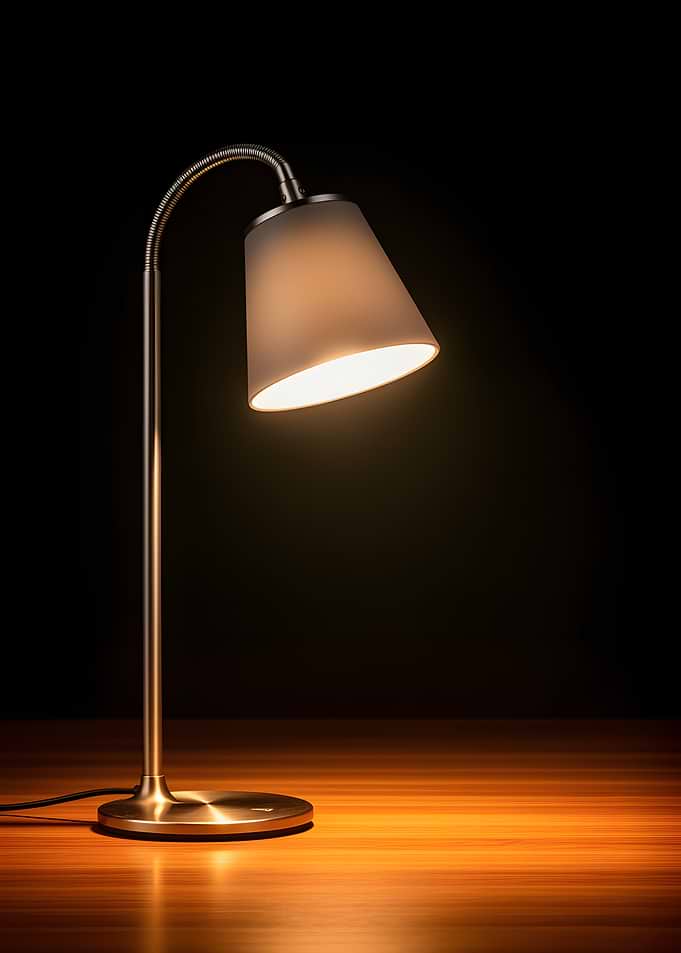 Modern Desk Lamp on Wooden Surface