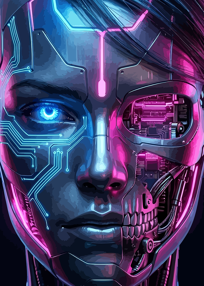 Cybernetic Humanoid Face