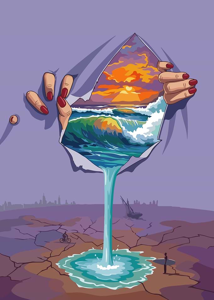 Ocean Scene Ripping Through Reality