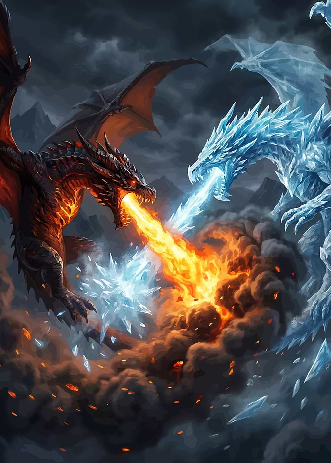 Dragons Battle Fire and Ice
