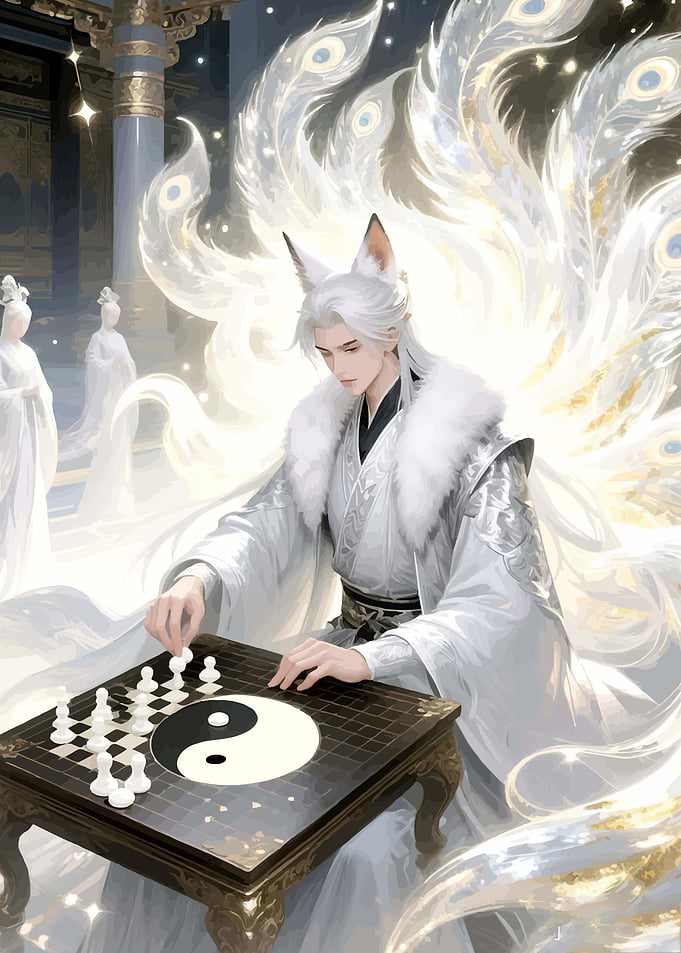 Fox Spirit Playing Chess