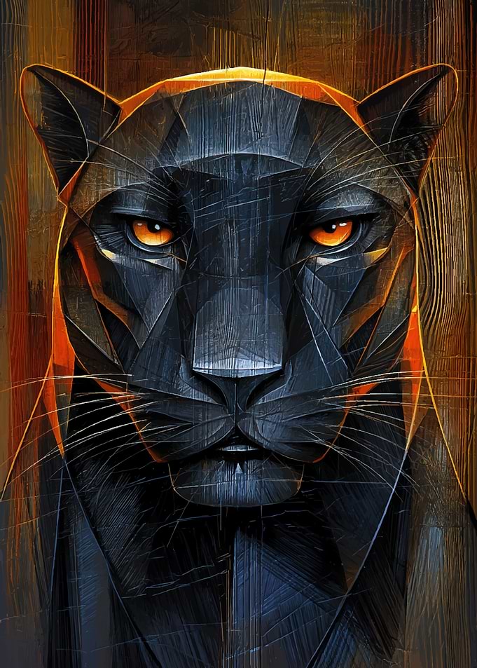 Geometric Black Panther Portrait