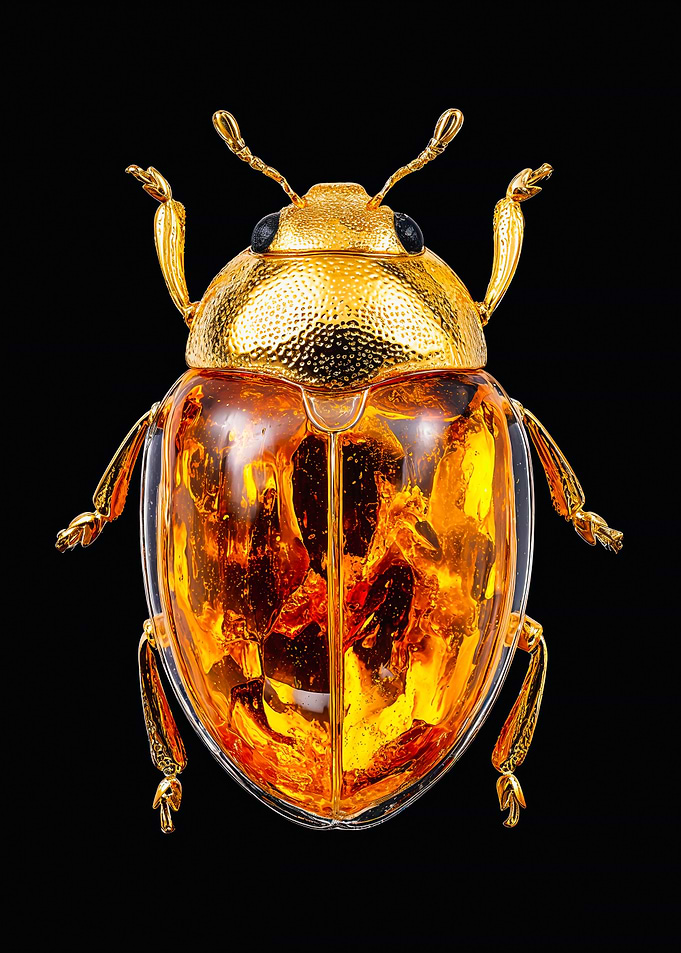 Golden Amber Translucent Beetle Photography