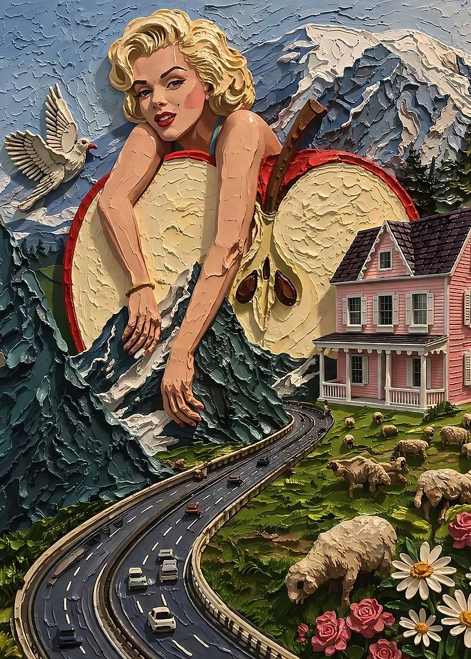 Marilyn Monroe in an Apple Landscape