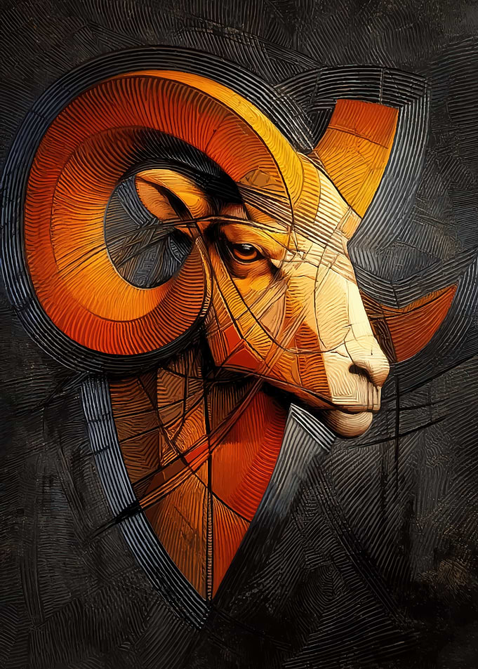 Geometric Ram Zodiac Art