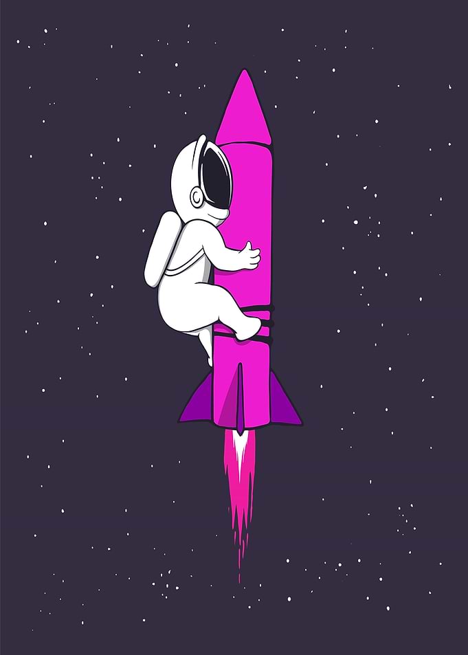 Astronaut Baby Riding a Rocket