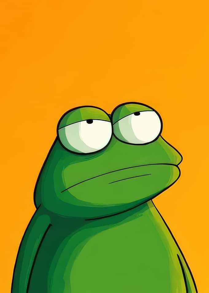 Grumpy Green Frog Cartoon