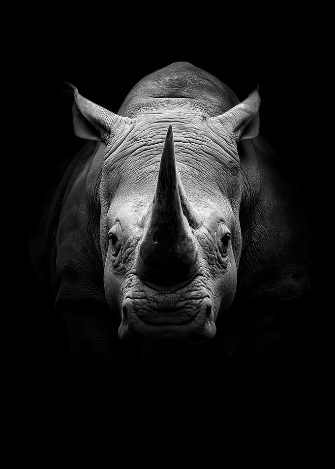 Black and White Rhinoceros Portrait