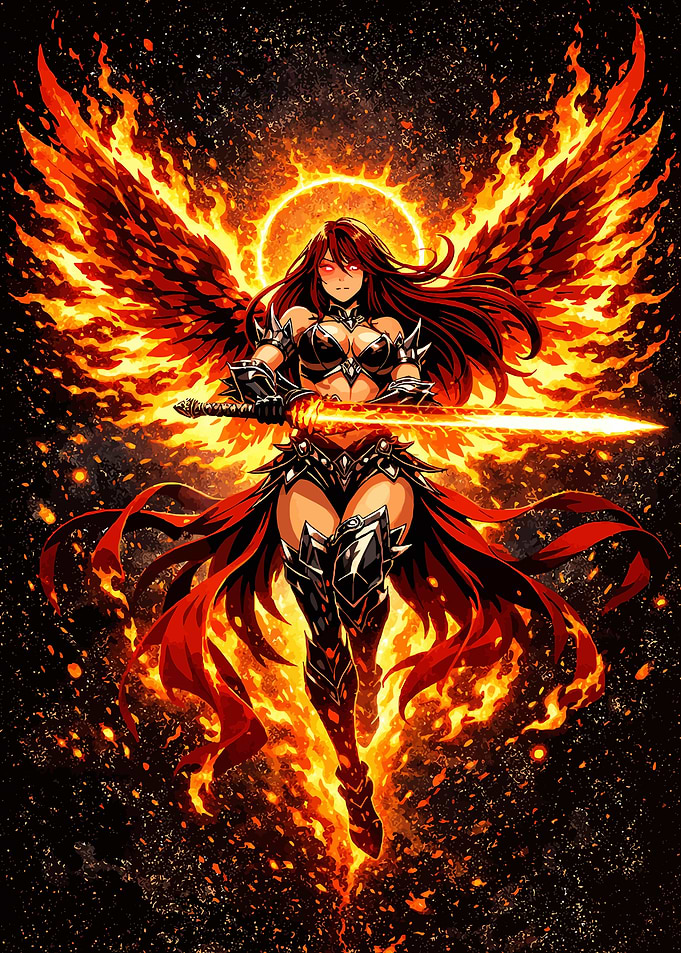 Fiery Angel Warrior with Sword