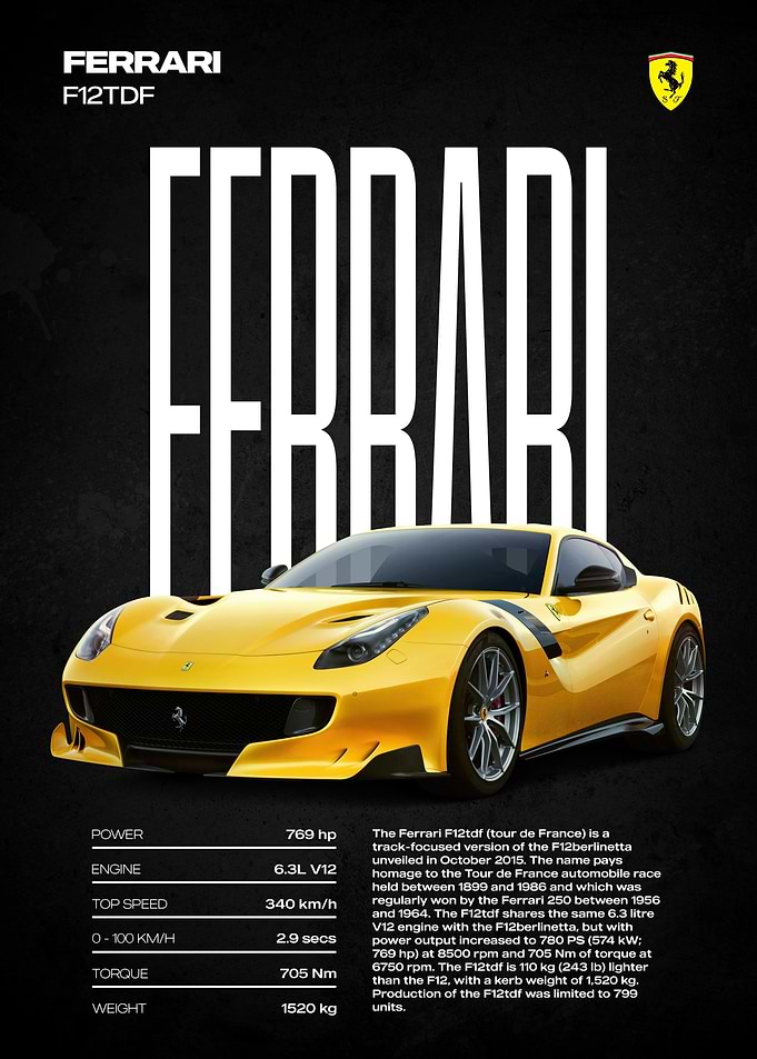 Ferrari F12tdf Poster