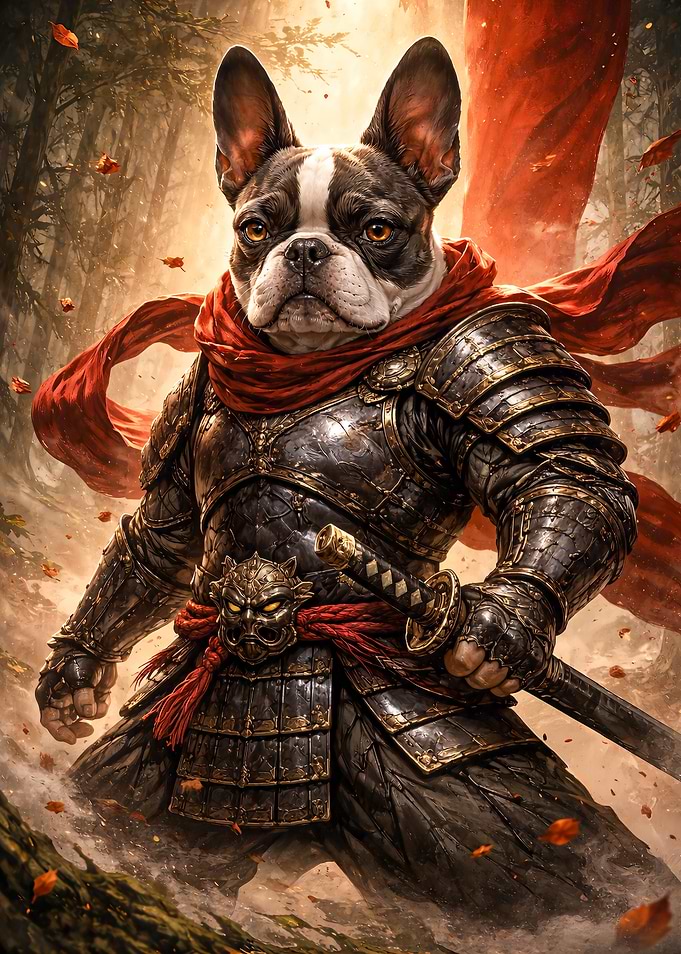 Samurai French Bulldog Warrior