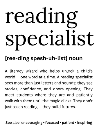Definition of Reading Specialist Teacher Appreciation Gift