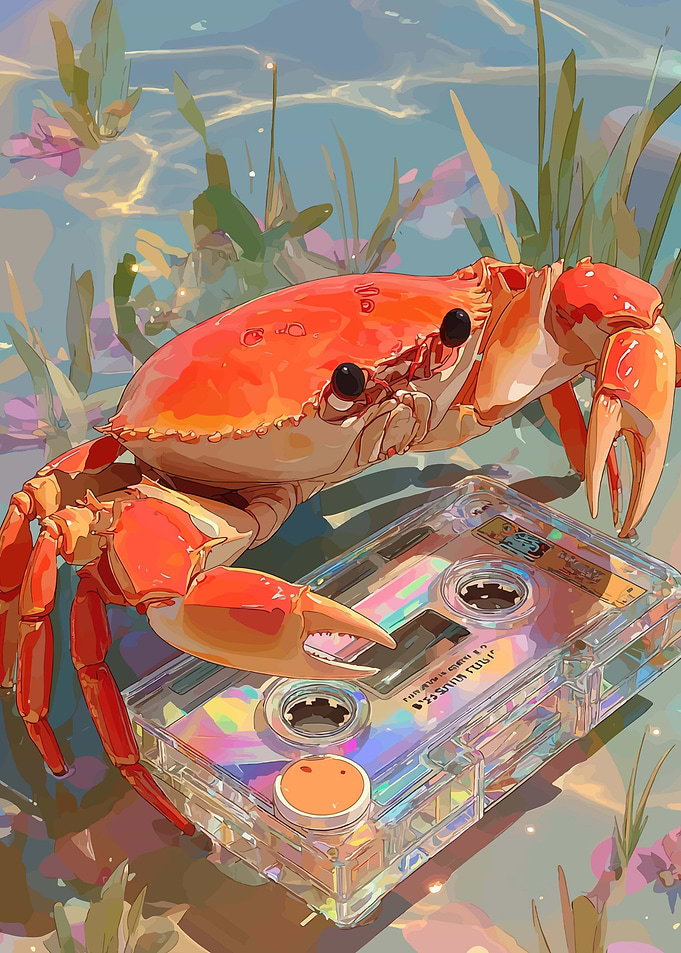 Crab with a Cassette Tape