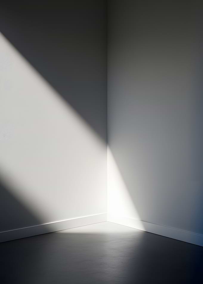 Empty Room Corner with Light Beam