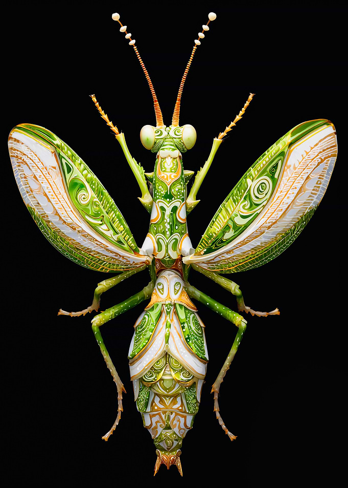 Ornate Green Symmetrical Mantis Photography