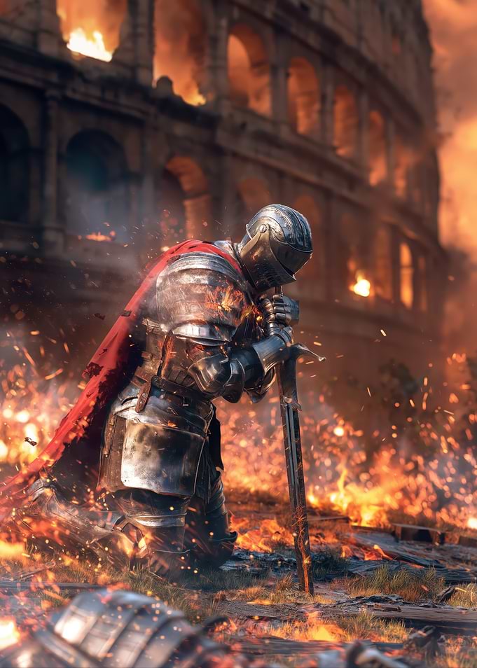 Knight in Burning Ruins