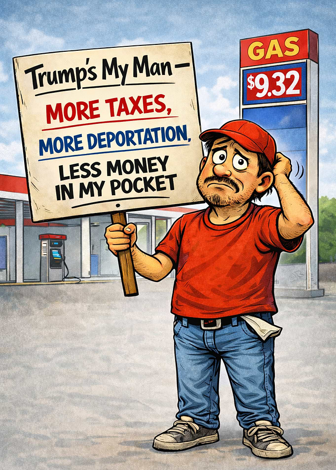 Trump Man Protests High Gas Prices and Taxes