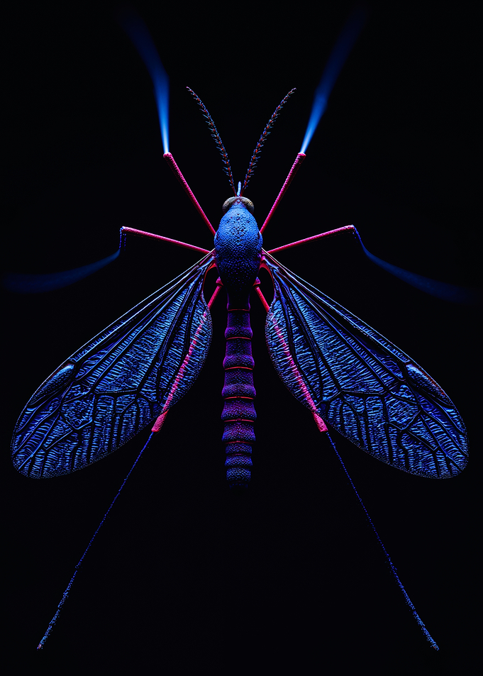 Neon Bioluminescent Mosquito Macro Photography
