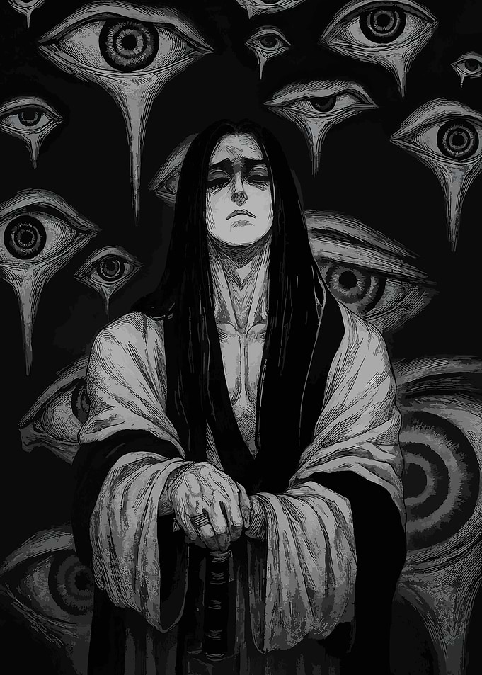 Man Surrounded by Eyes