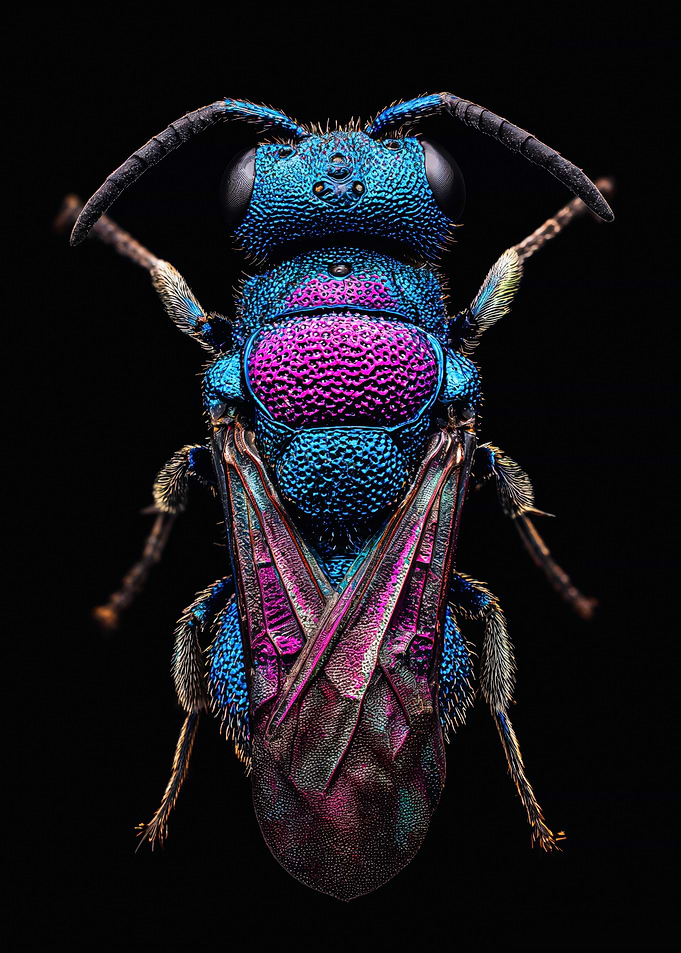 Iridescent Cuckoo Wasp Macro Photography