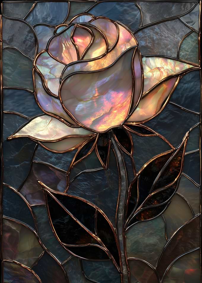 Stained Glass Rose Panel