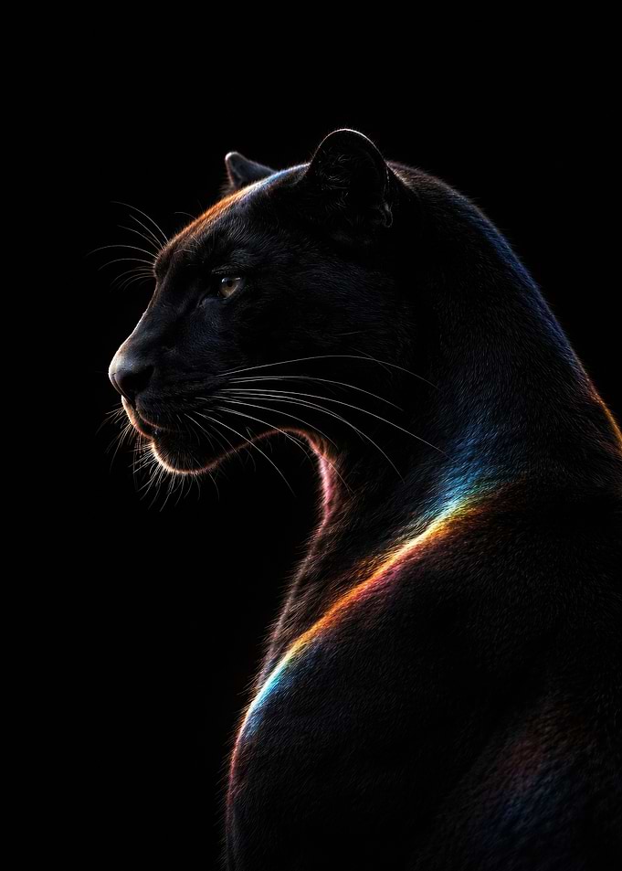 Black Panther with Rainbow Light