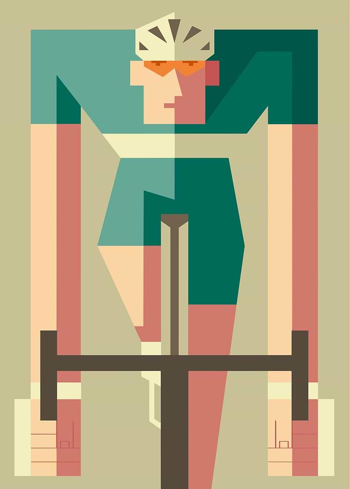 Cyclist in Geometric Style