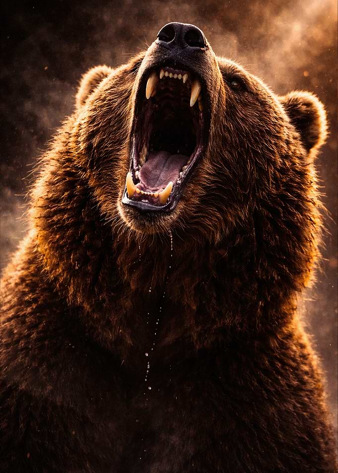 Roaring Grizzly Bear Close-Up