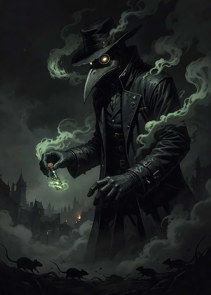 Plague Doctor with Potion and Rats