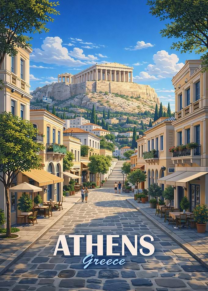 Athens Greece Acropolis Street View