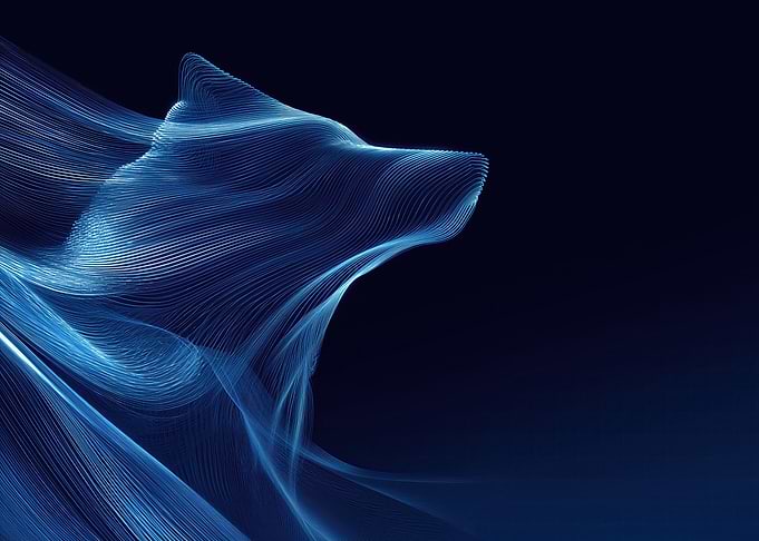 Abstract Blue Wolf Head