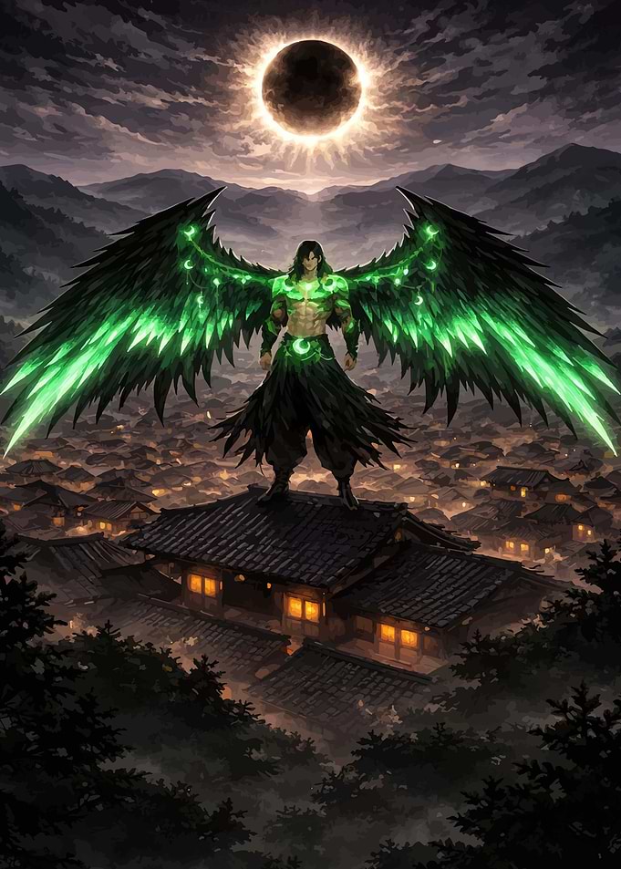 Winged Warrior Under Eclipse