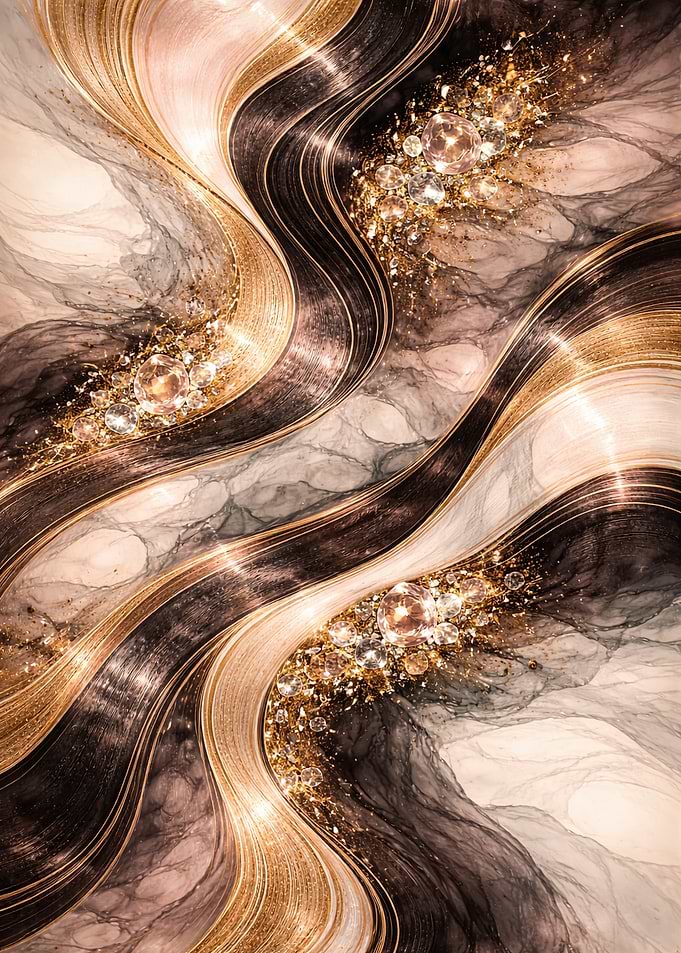 Abstract Gold and Marble Swirls